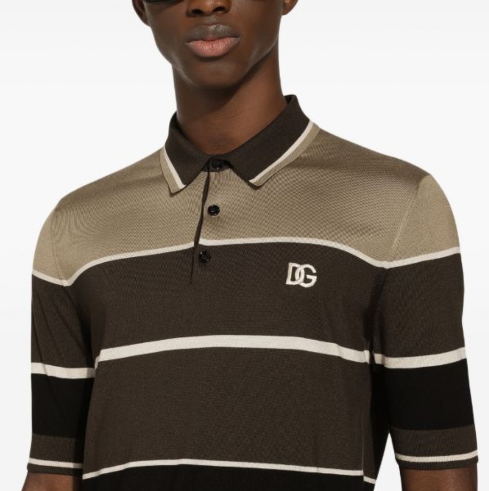 Dolce & Gabbana silk striped polo shirt NWT Sz 36